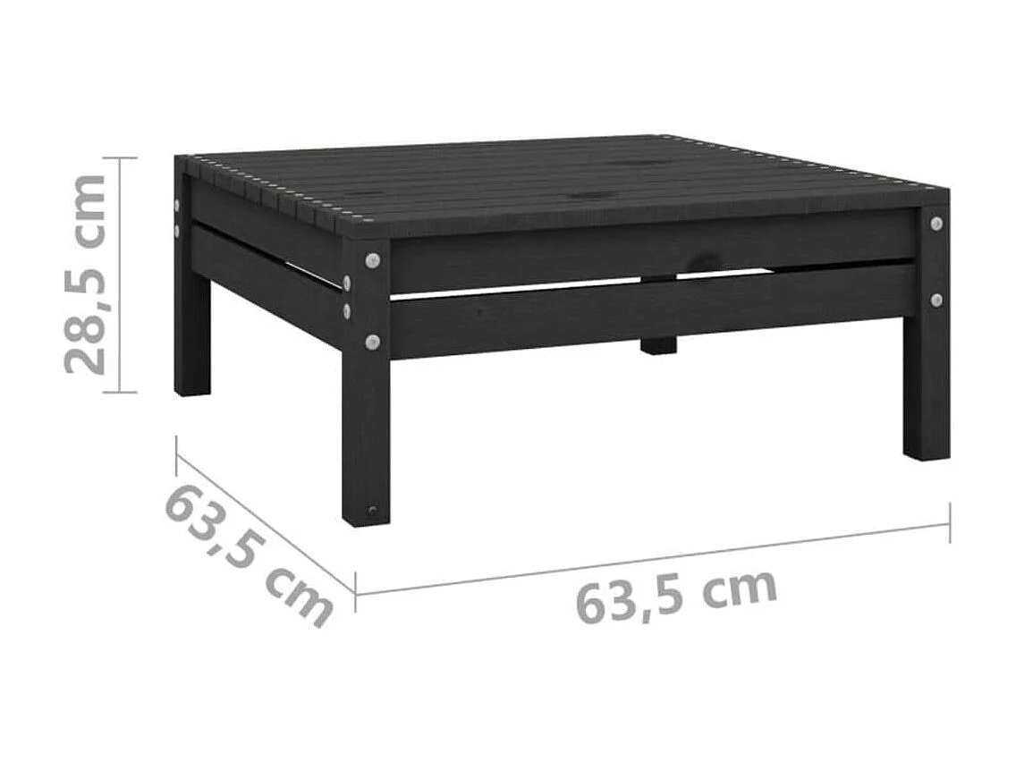 Salon de jardin 10 pcs Noir Bois de pin massif 14