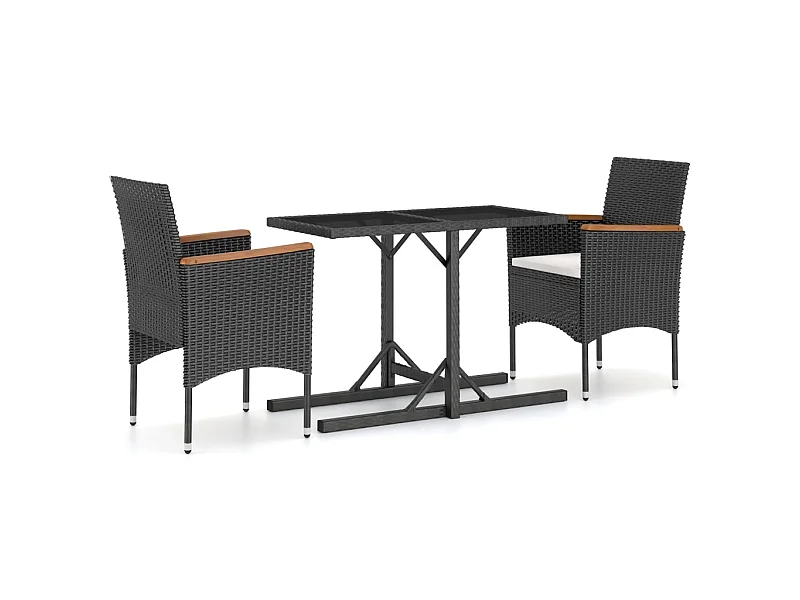 Ensemble de salle à manger de jardin 3 pcs Noir 63