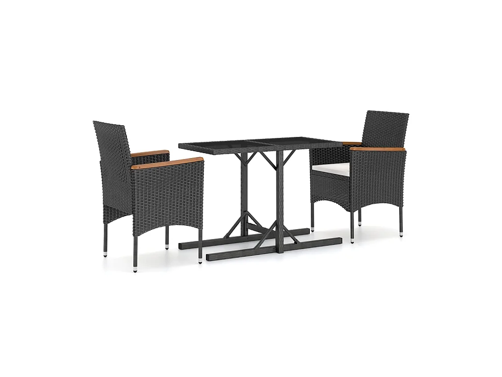 Ensemble de salle à manger de jardin 3 pcs Noir 63