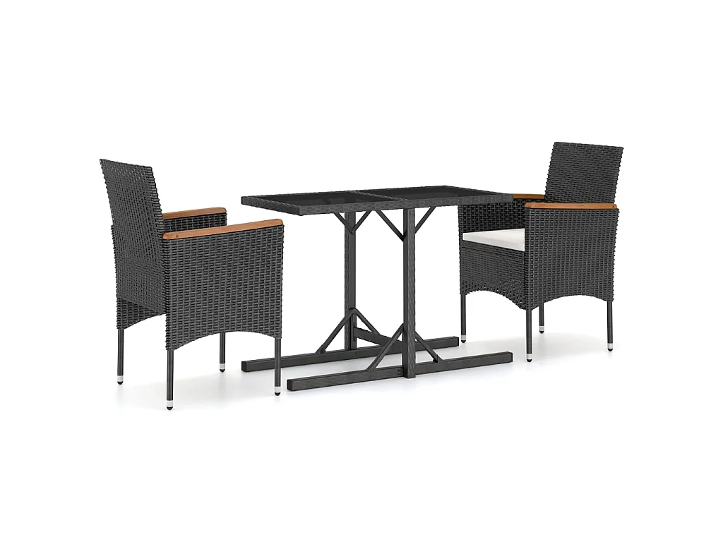 Ensemble de salle à manger de jardin 3 pcs Noir 63