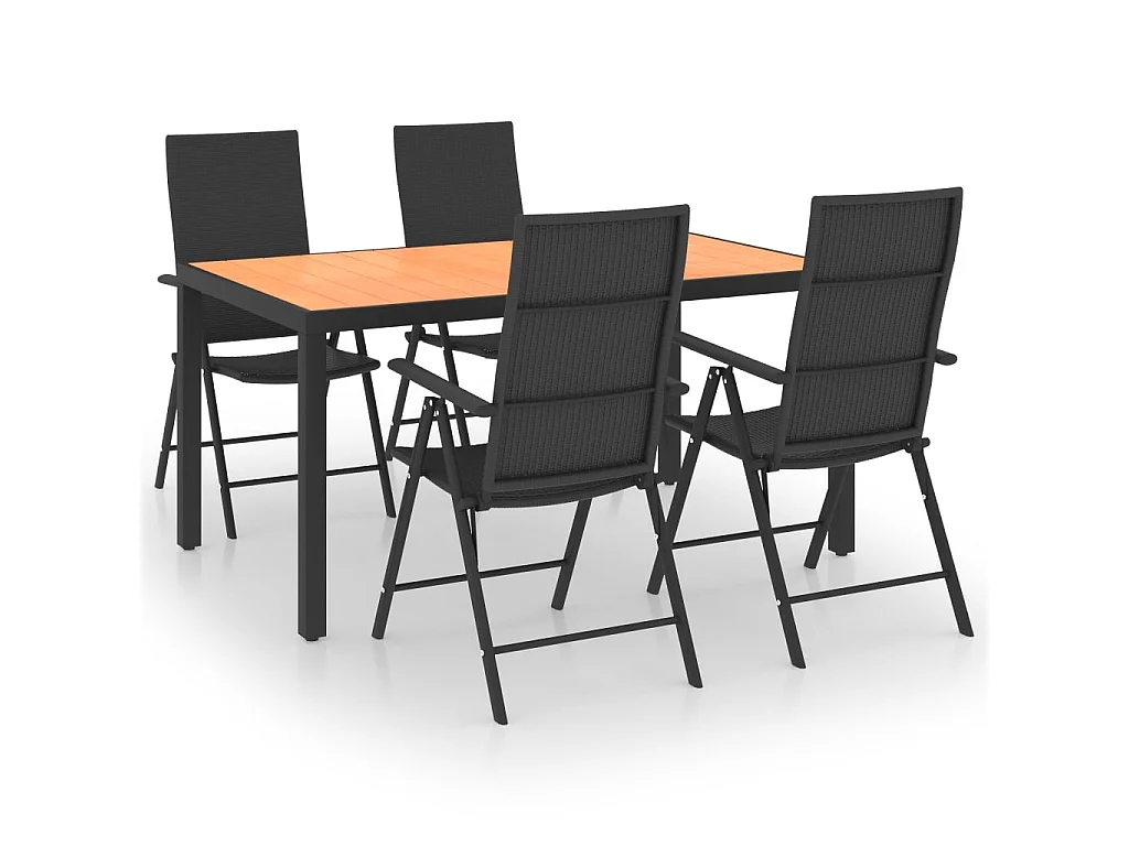 Ensemble de salle à manger de jardin 5 pcs Noir et marron 4