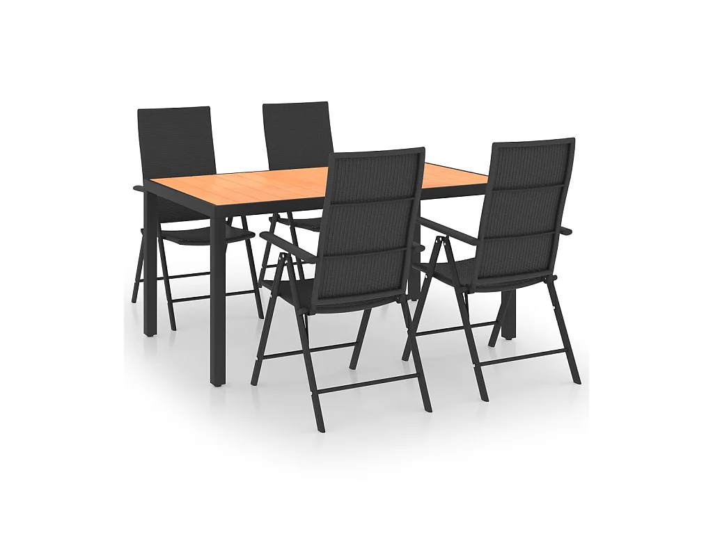 Ensemble de salle à manger de jardin 5 pcs Noir et marron 4