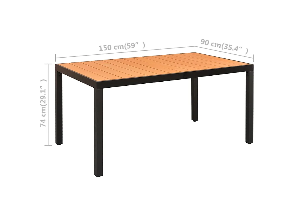 Ensemble de salle à manger de jardin 5 pcs Noir et marron 4