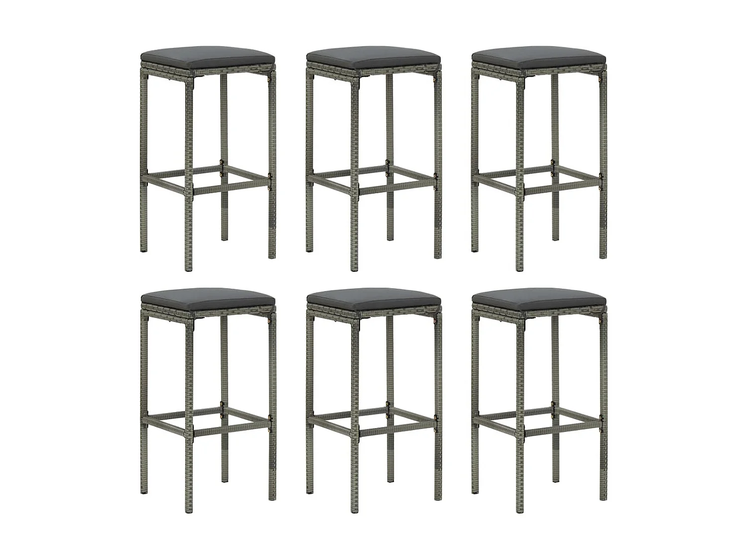 Ensemble de bar de jardin 7 pcs et coussins Résine tressée Gris 3