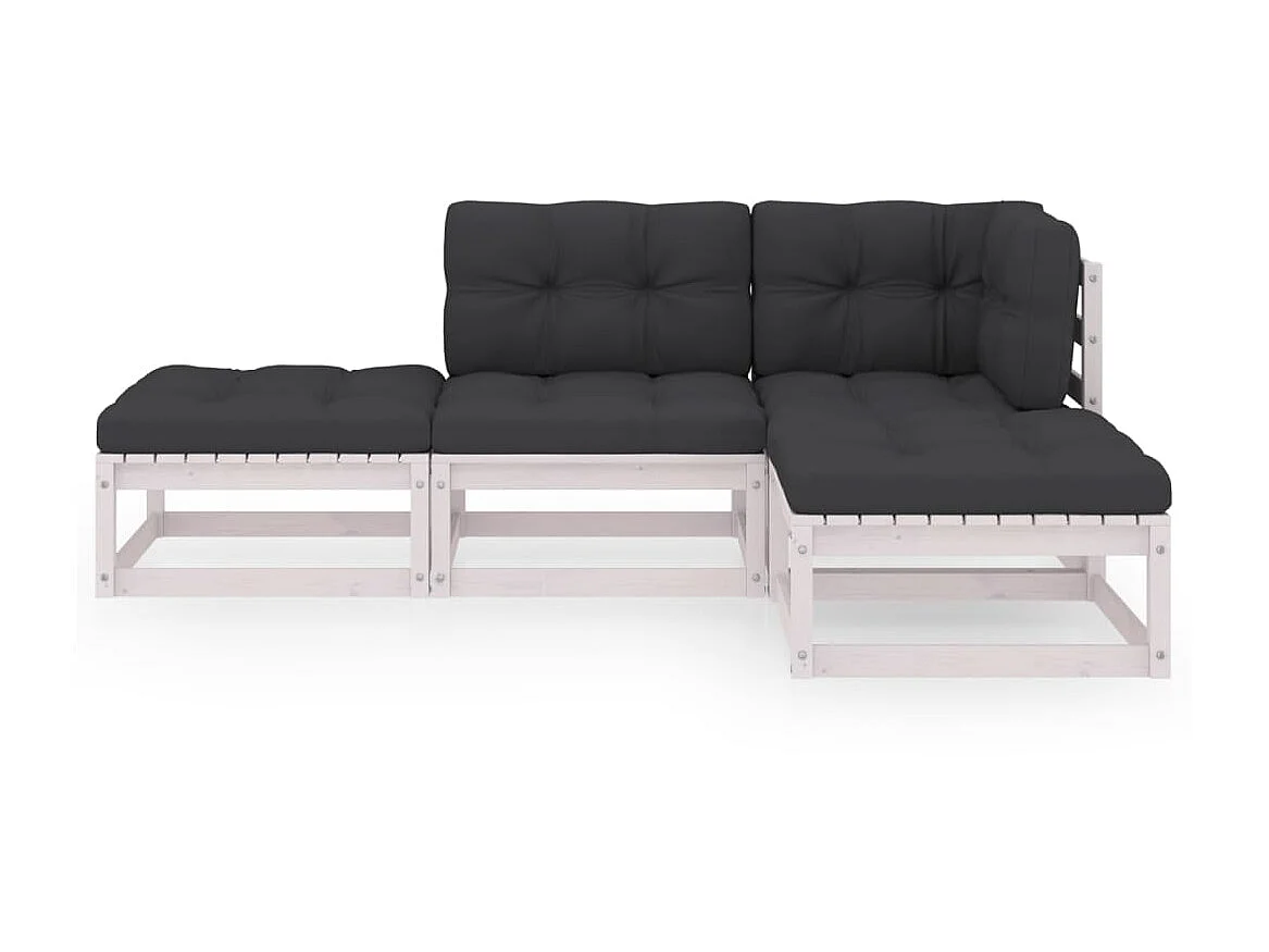 Salon de jardin 4 pcs avec coussins Bois de pin massif 23