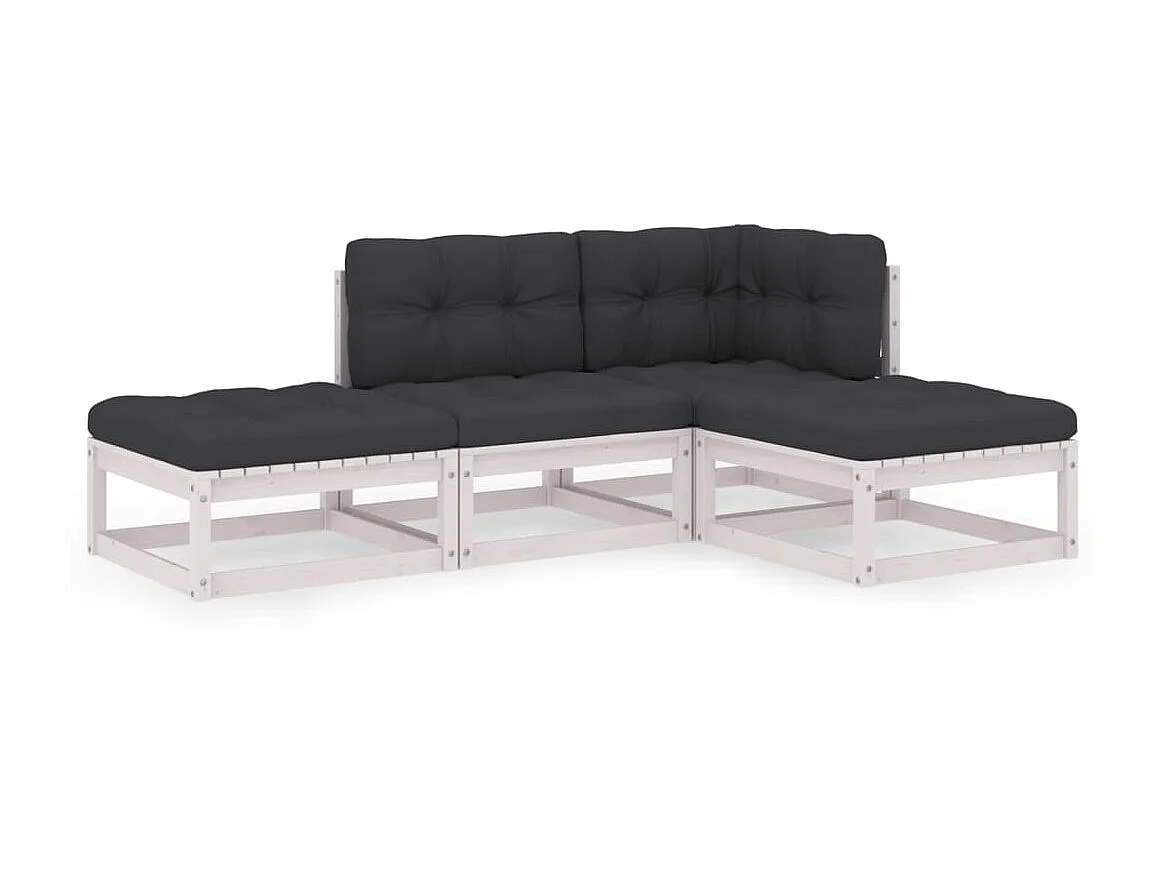 Salon de jardin 4 pcs avec coussins Bois de pin massif 23