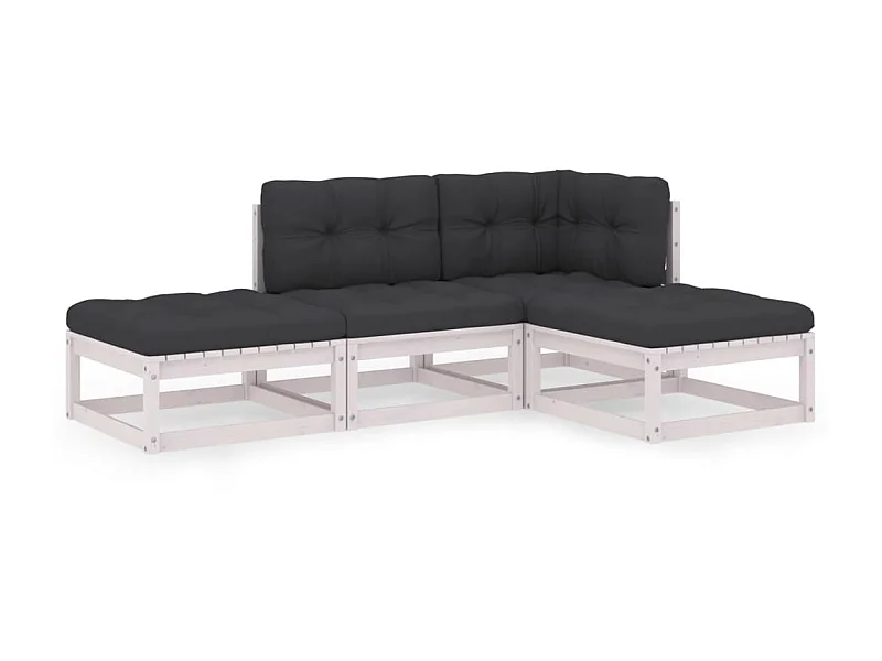 Salon de jardin 4 pcs avec coussins Bois de pin massif 23