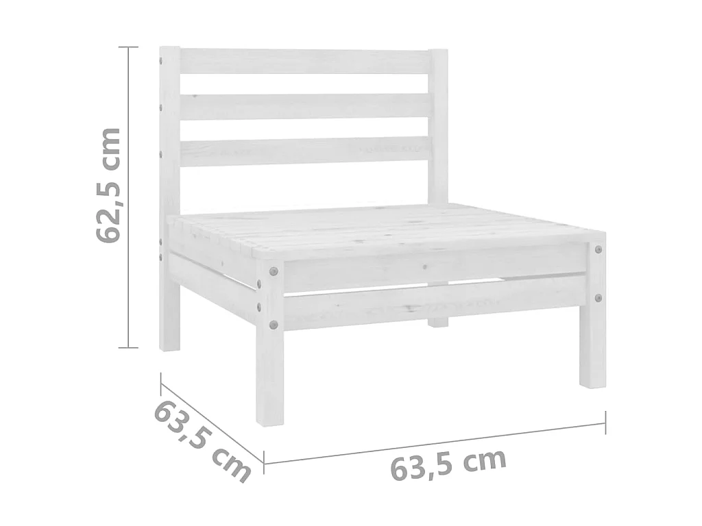 Salon de jardin 10 pcs Blanc Bois de pin massif 27