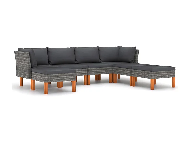 Salon de jardin 7 pcs avec coussins Résine tressée Gris 28