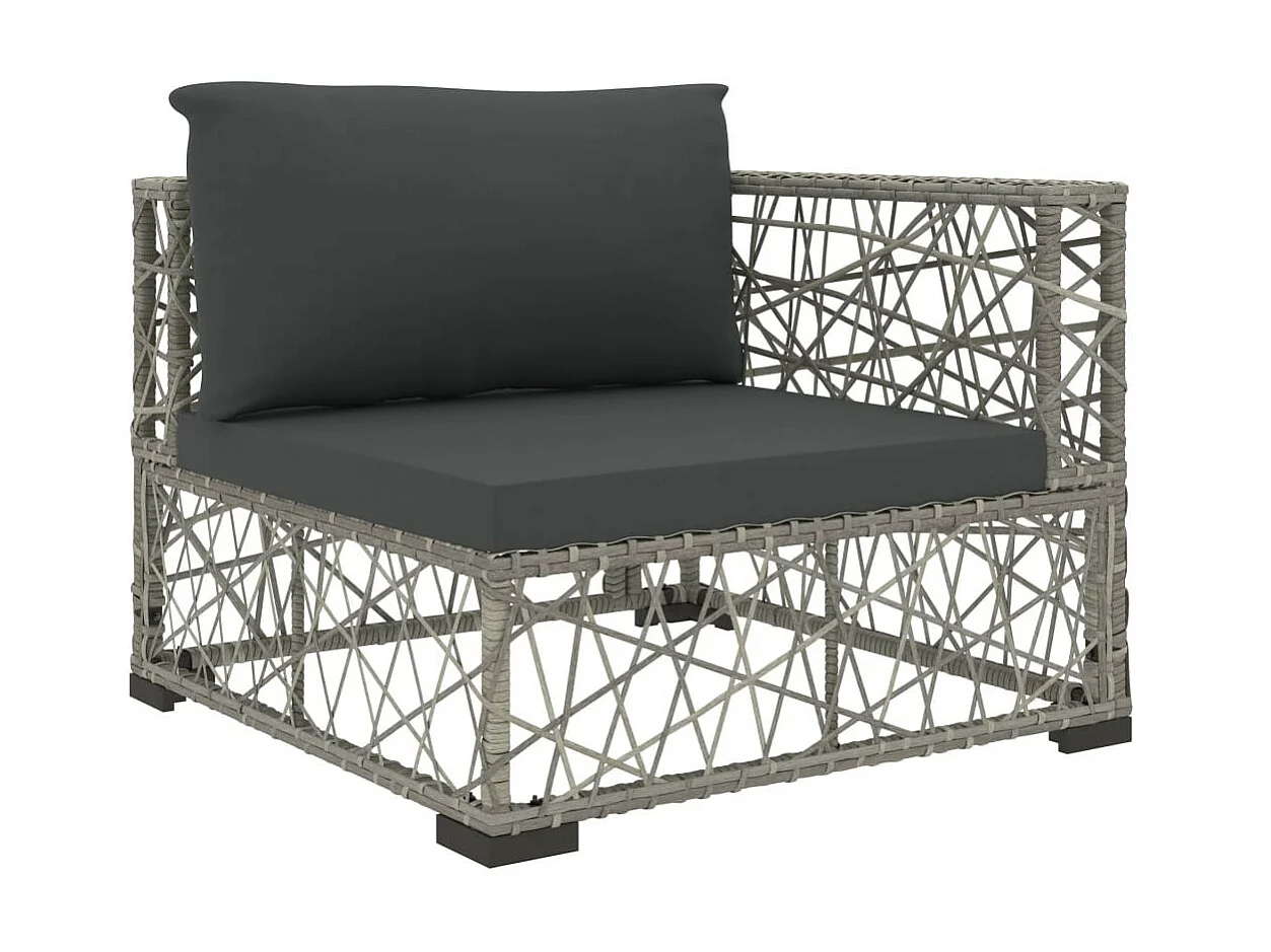 Salon de jardin 8 pcs avec coussins Résine tressée Gris 22