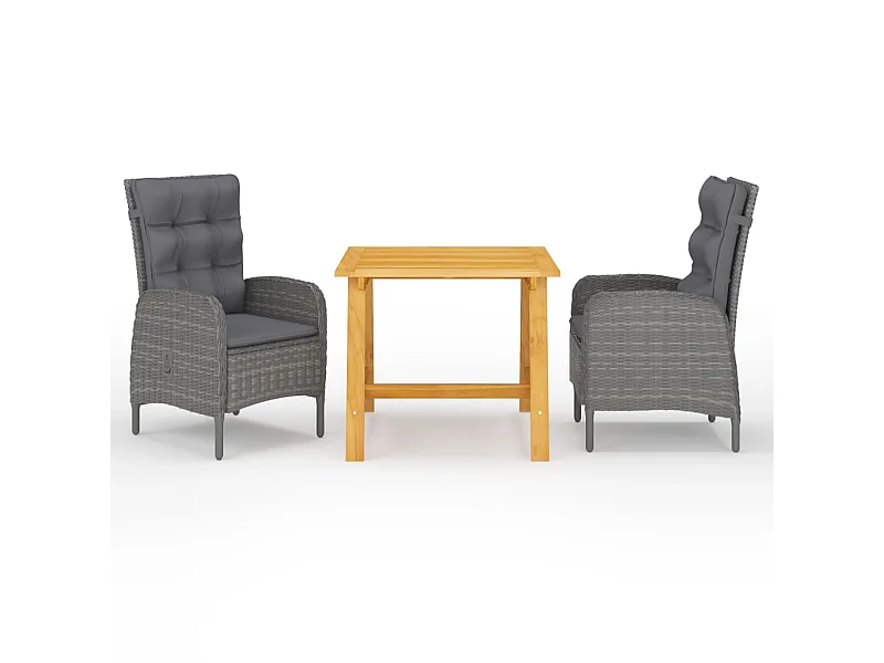 Ensemble de salle à manger de jardin 3 pcs Gris 18