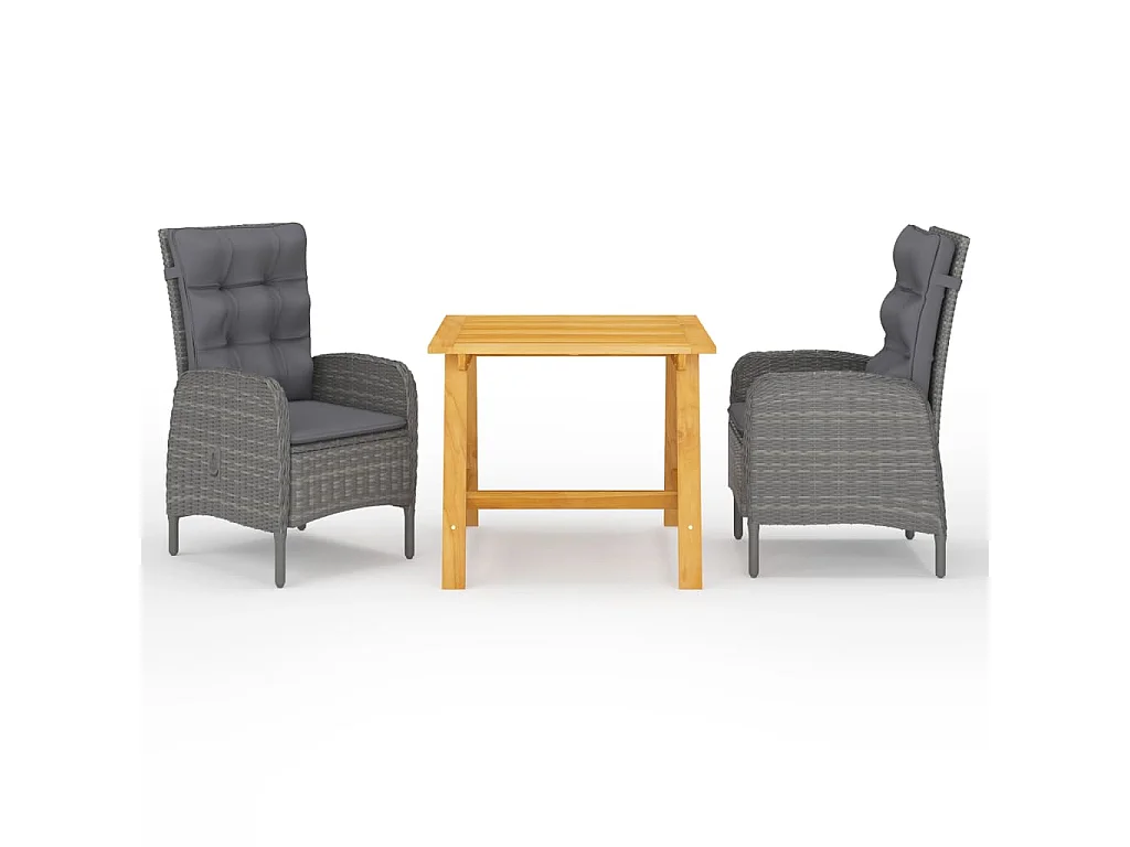 Ensemble de salle à manger de jardin 3 pcs Gris 18