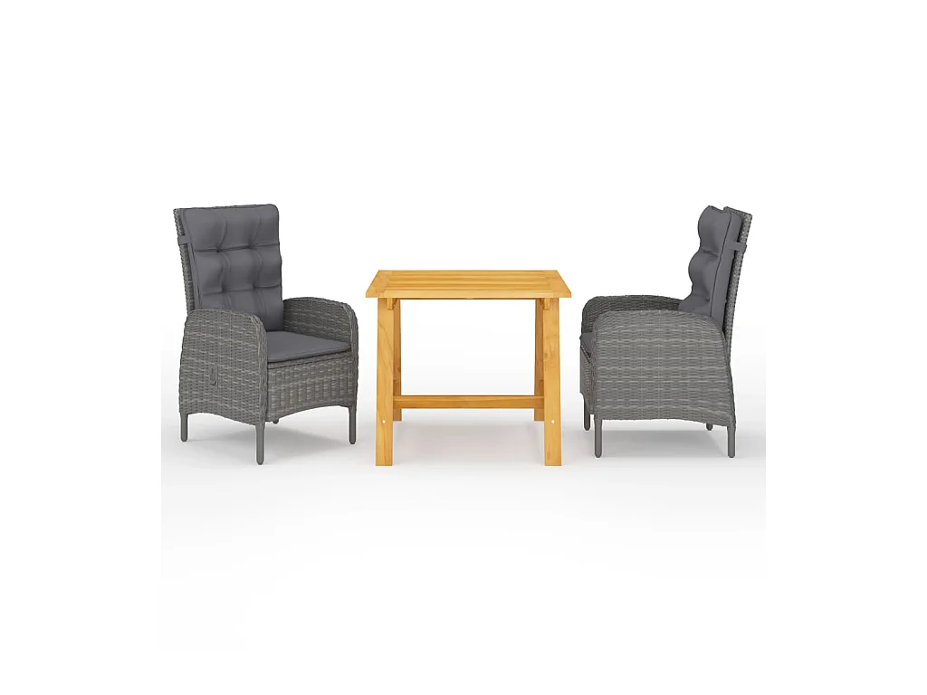 Ensemble de salle à manger de jardin 3 pcs Gris 18