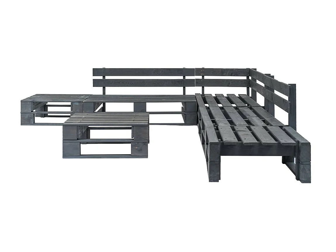 Salon de jardin palette 6 pcs Bois Gris 11