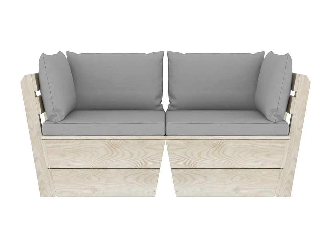 Canapé palette à 2 places de jardin avec coussins Bois d'épicéa 4