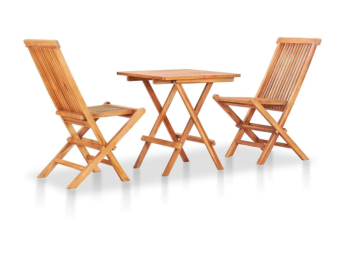 Ensemble de bistro 3 pcs avec coussins anthracite Bois de teck