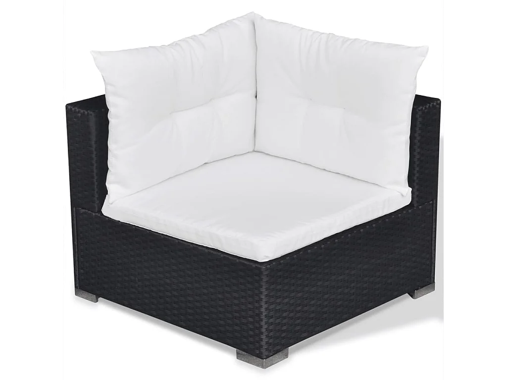 Salon de jardin 6 pcs avec coussins Résine tressée Noir 12