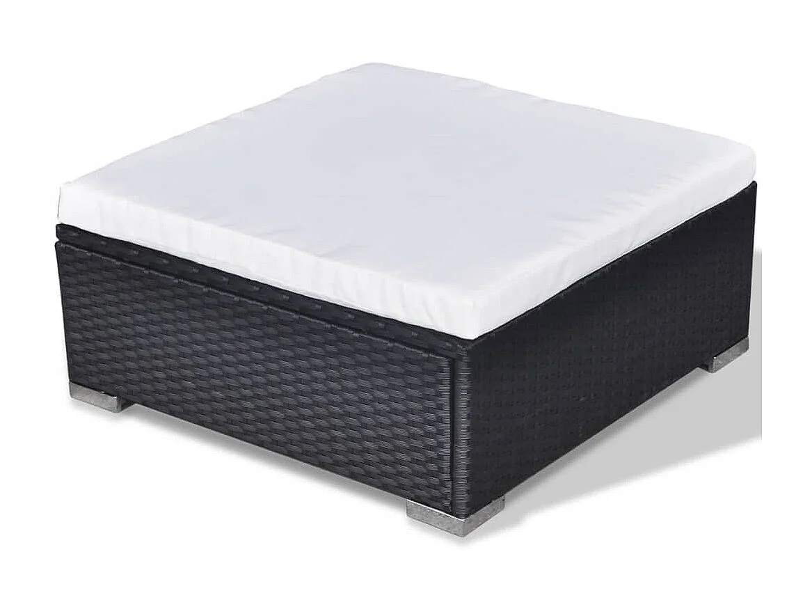 Salon de jardin 6 pcs avec coussins Résine tressée Noir 12