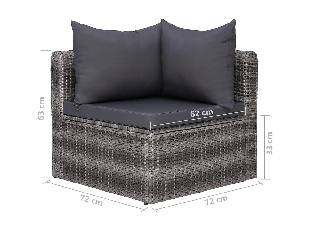 Salon de jardin 8 pcs avec coussins Résine tressée Gris 37