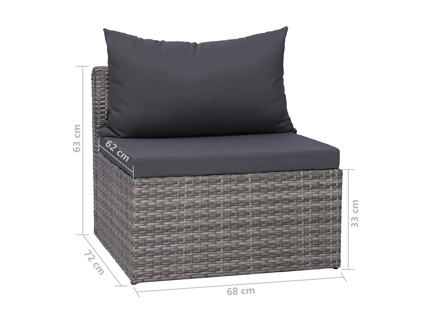 Salon de jardin 8 pcs avec coussins Résine tressée Gris 37