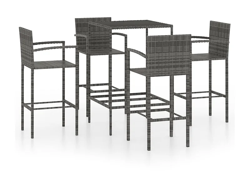 Ensemble de bar de jardin 5 pcs Résine tressée Gris 3