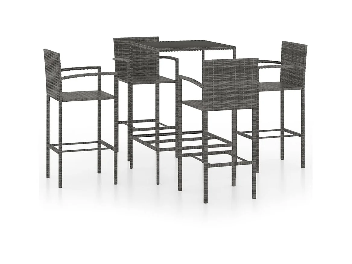 Ensemble de bar de jardin 5 pcs Résine tressée Gris 3