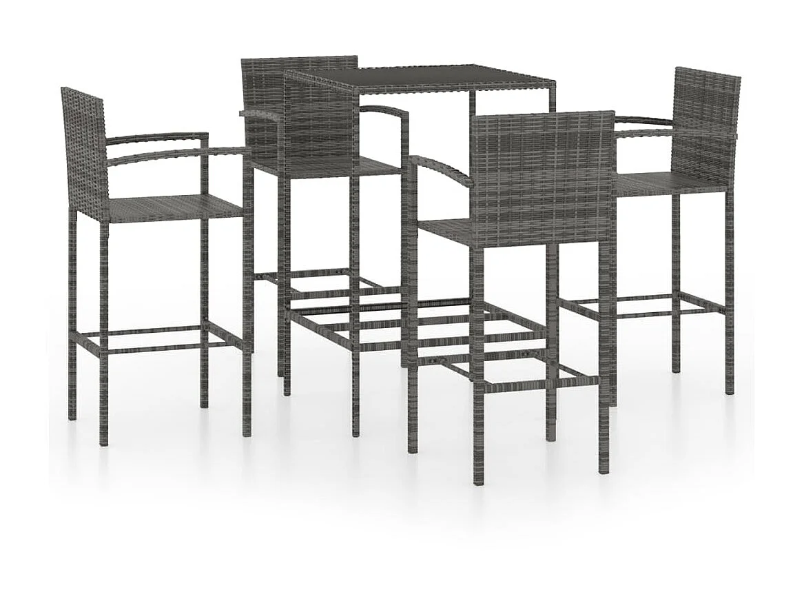 Ensemble de bar de jardin 5 pcs Résine tressée Gris 3