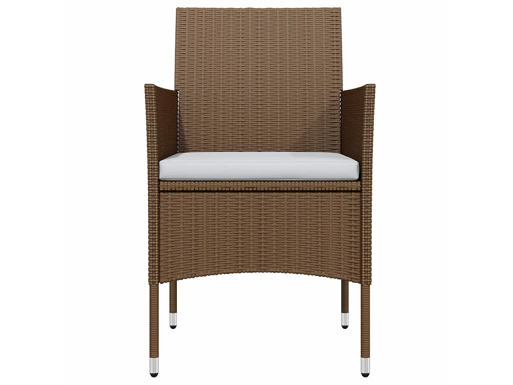 Mobilier de salle à manger de jardin coussins 5 pcs Marron-noir 3