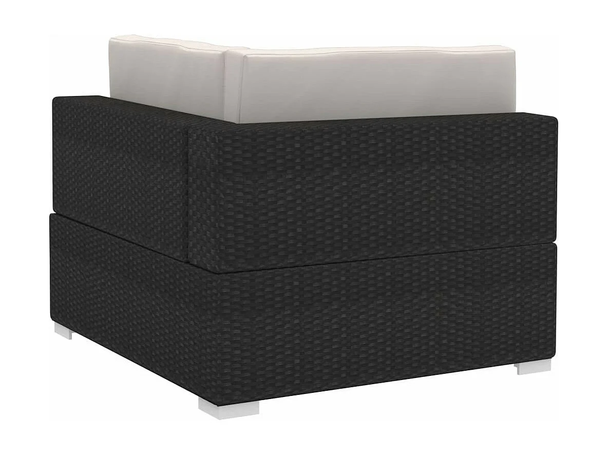 Canapés de jardin 3 pcs avec coussins Résine tressée Noir