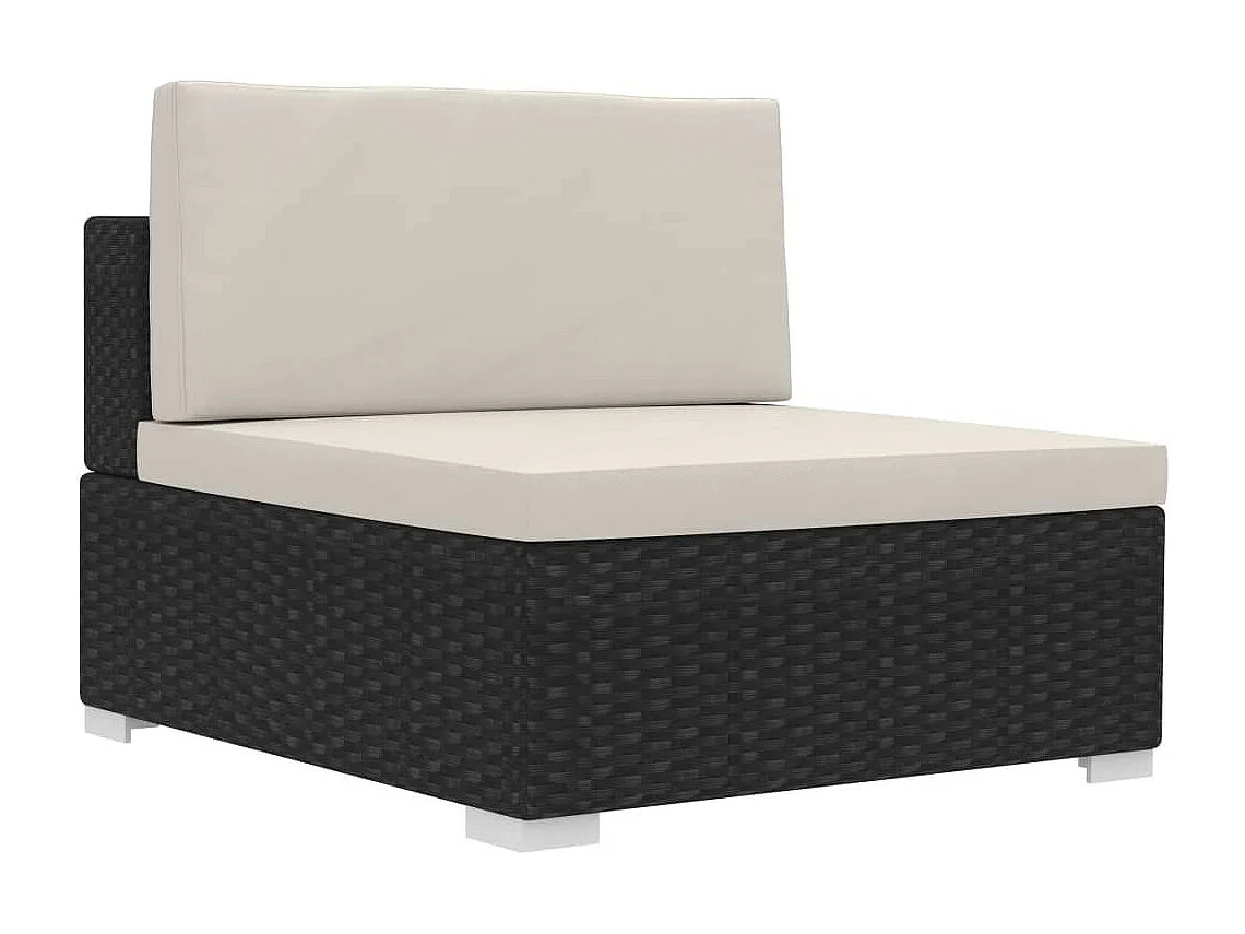 Canapés de jardin 3 pcs avec coussins Résine tressée Noir