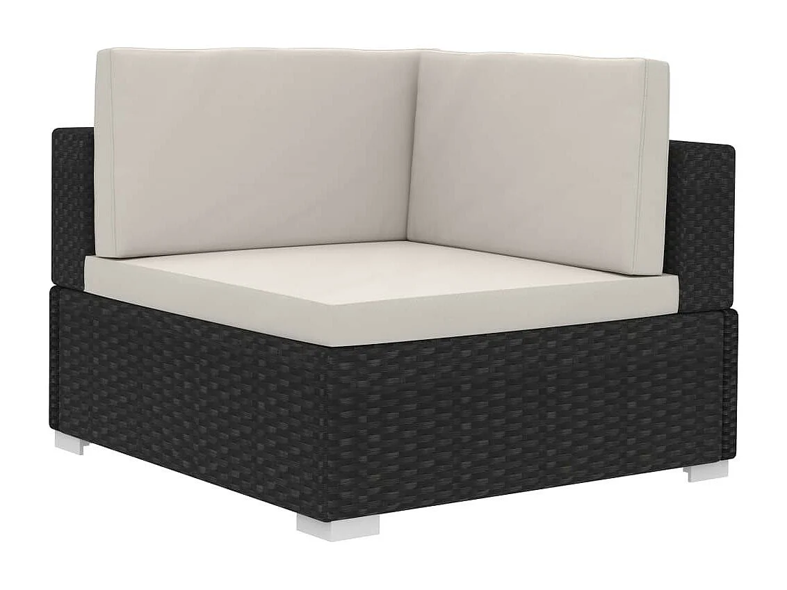 Canapés de jardin 3 pcs avec coussins Résine tressée Noir