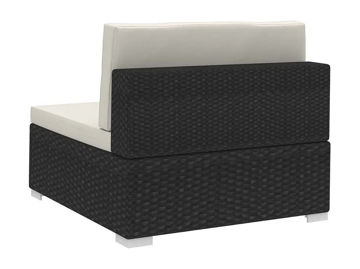 Canapés de jardin 3 pcs avec coussins Résine tressée Noir