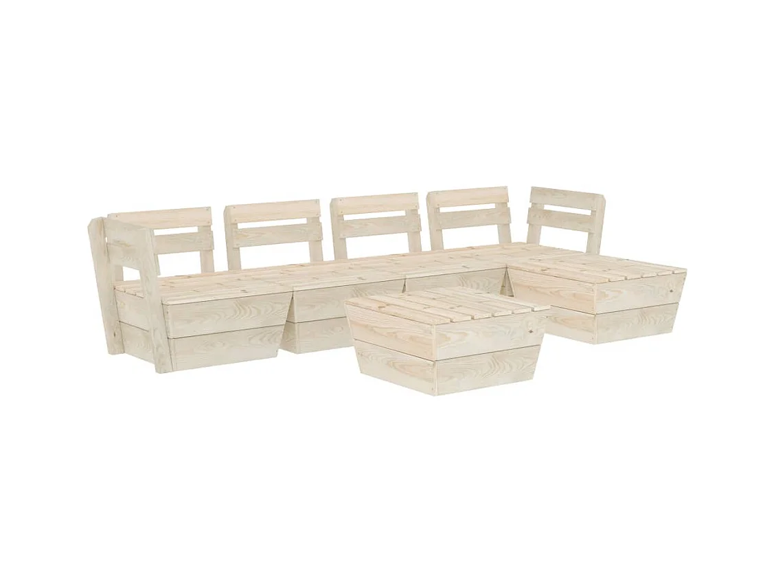 Salon de jardin palette 6 pcs Bois d'épicéa imprégné 2