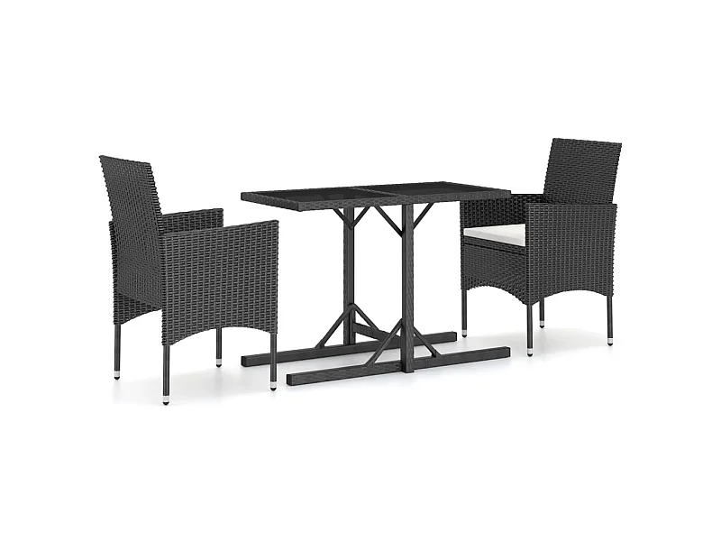 Ensemble de salle à manger de jardin 3 pcs Noir 62
