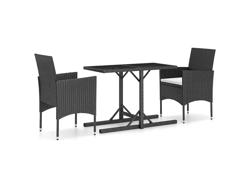 Ensemble de salle à manger de jardin 3 pcs Noir 62