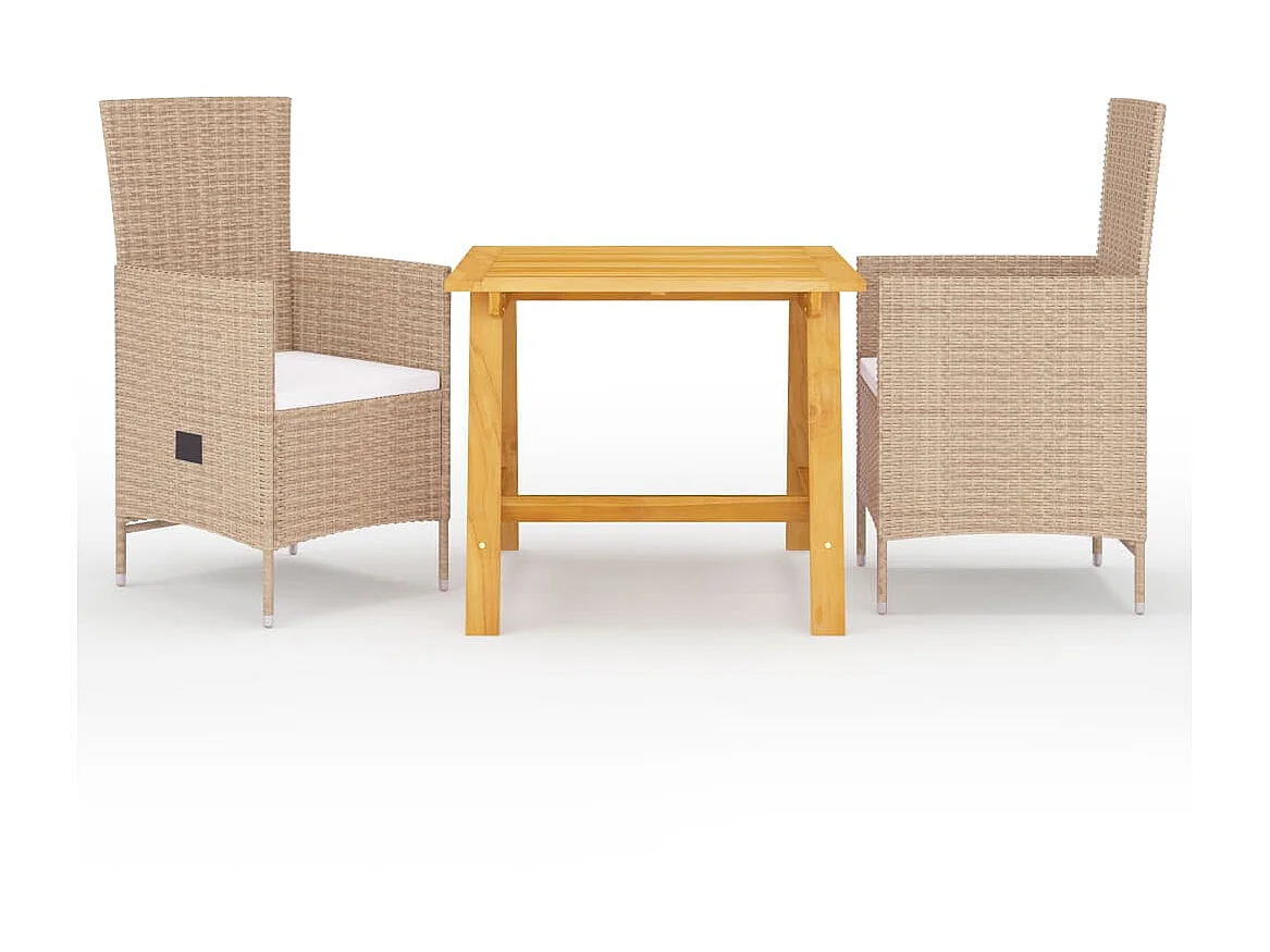 Ensemble de salle à manger de jardin 3 pcs Beige 8