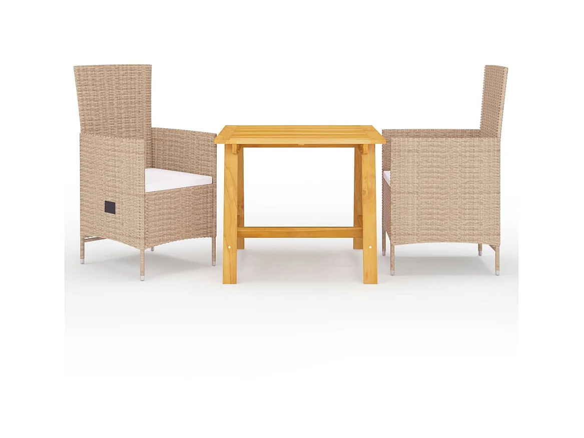 Ensemble de salle à manger de jardin 3 pcs Beige 8