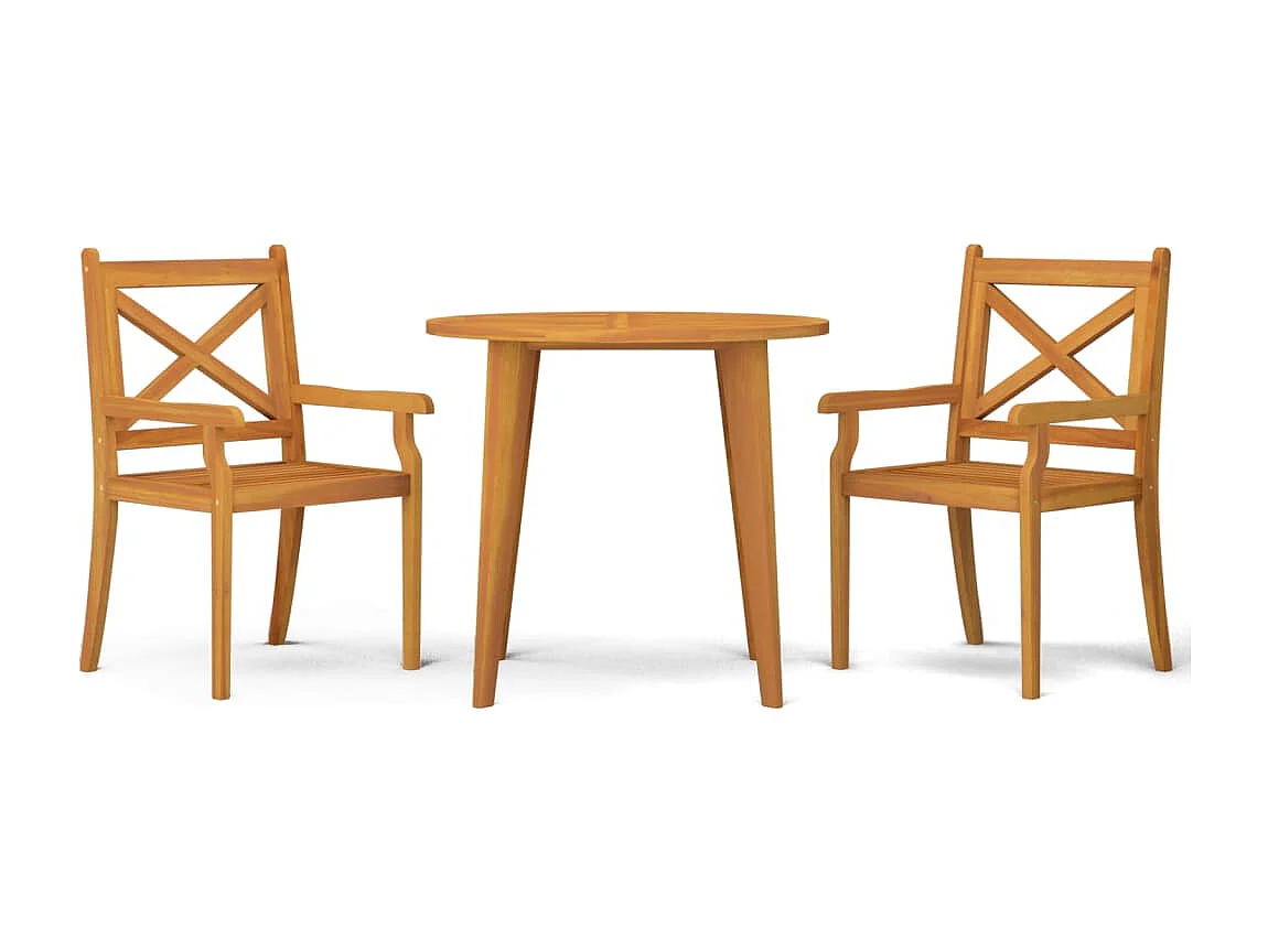 Ensemble de salle à manger de jardin 3 pcs Bois d'acacia solide 3