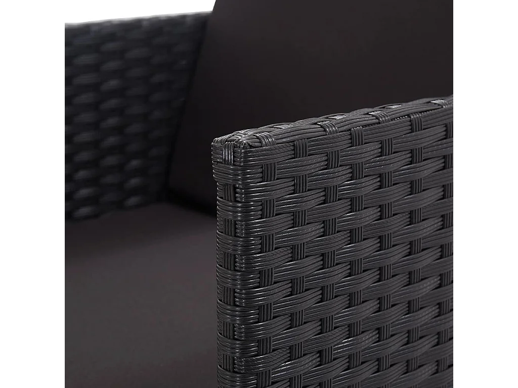 Salon de jardin 5 pcs avec coussins Résine tressée Noir 36