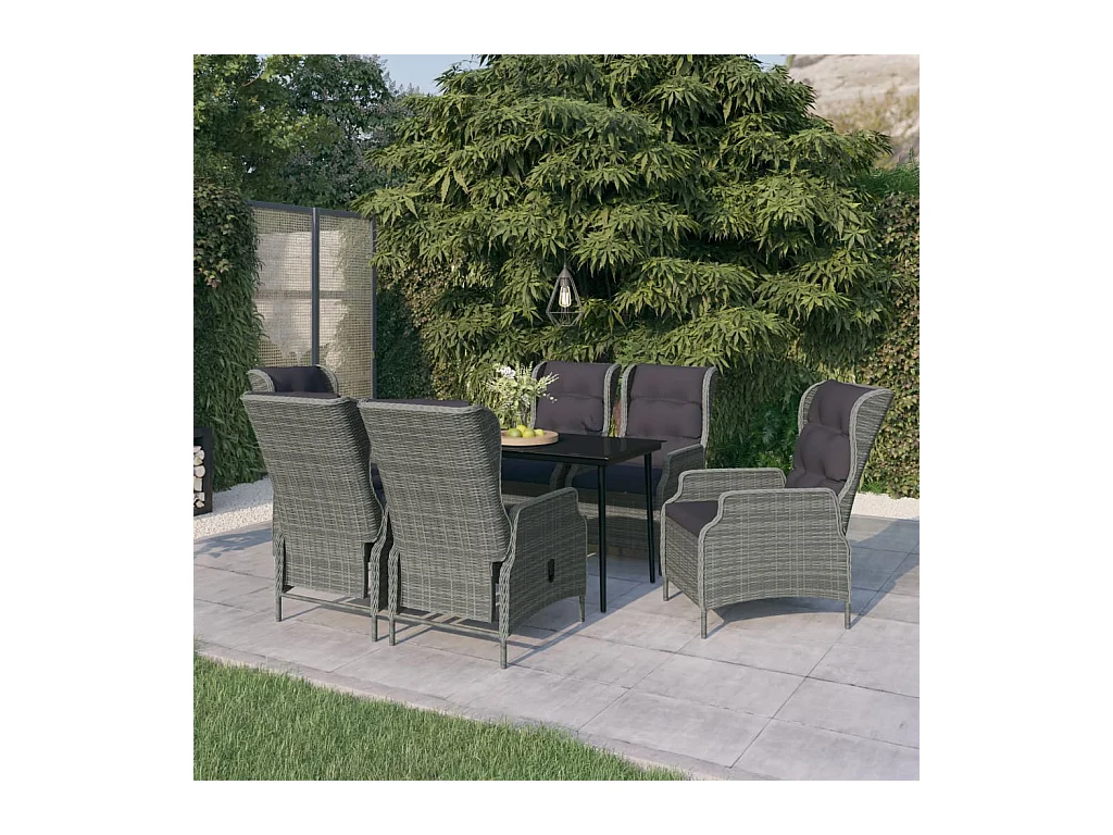 Ensemble de salle à manger de jardin 7 pcs Gris clair