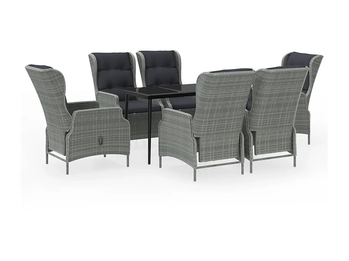 Ensemble de salle à manger de jardin 7 pcs Gris clair