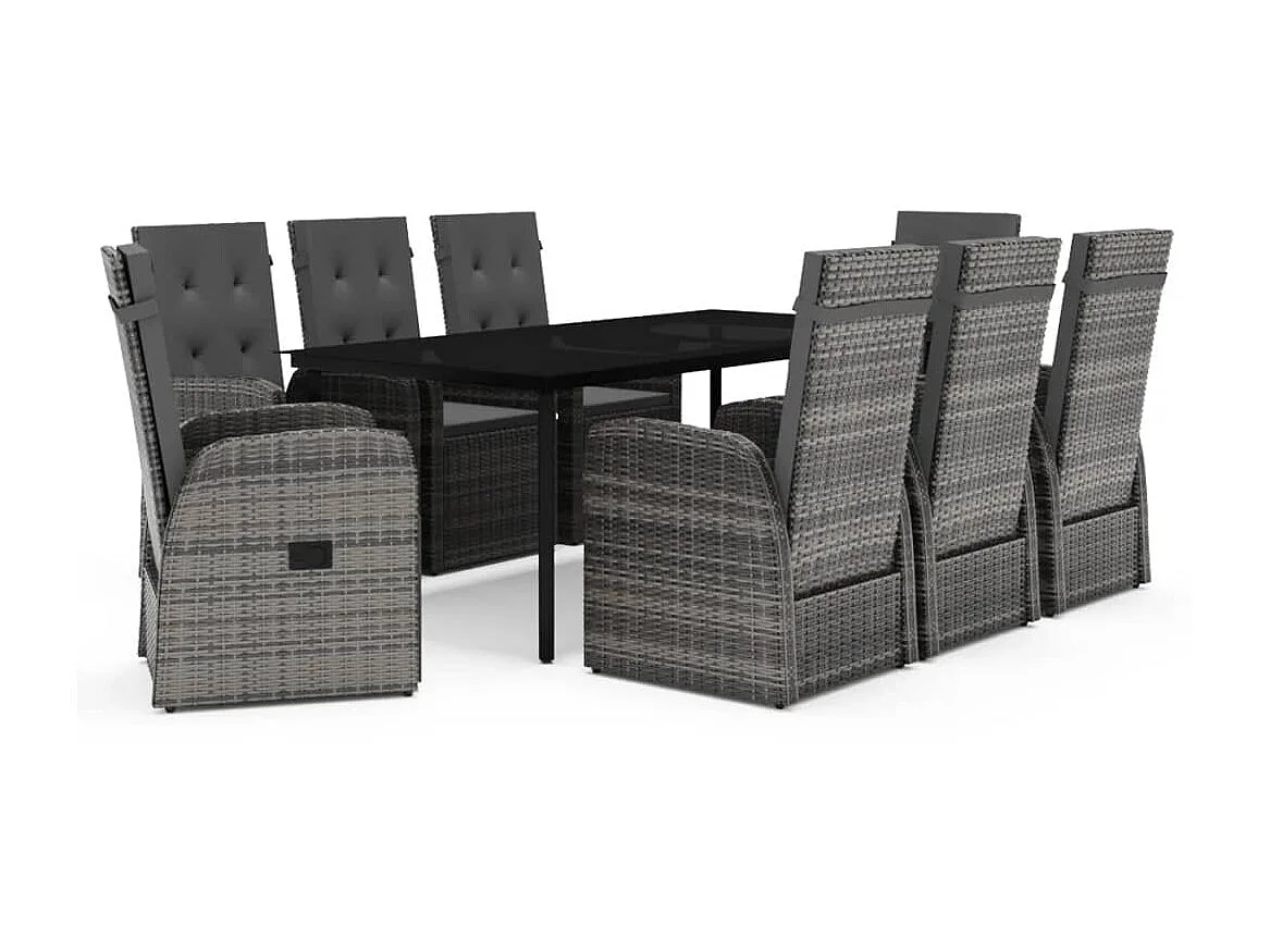 Ensemble de salle à manger de jardin et coussins 9 pcs Gris 2