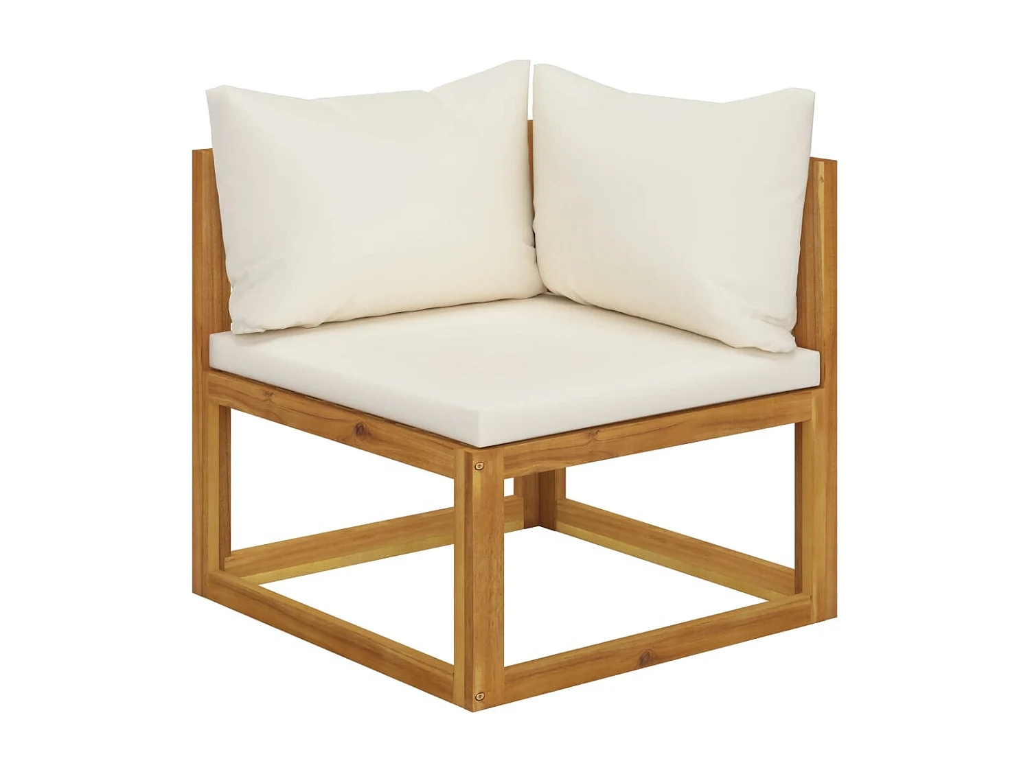 Salon de jardin 6 pcs avec coussin Crème Bois d'acacia solide 7