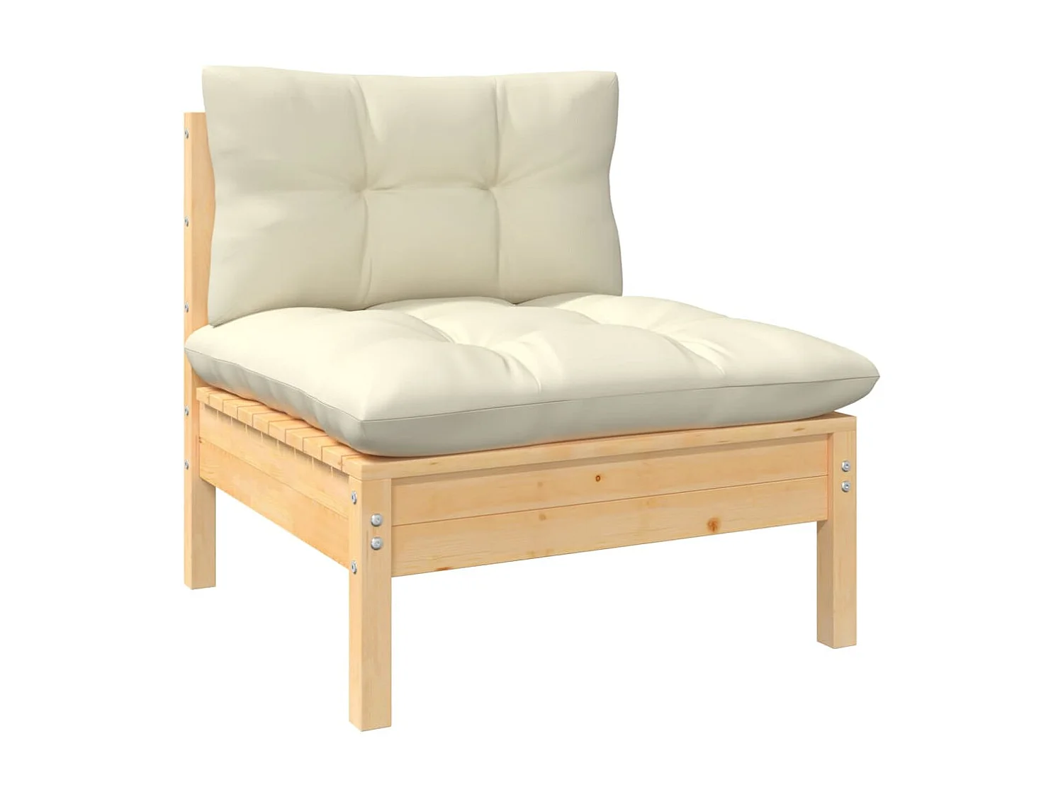 Salon de jardin 6 pcs avec coussins crème Bois de pin 7