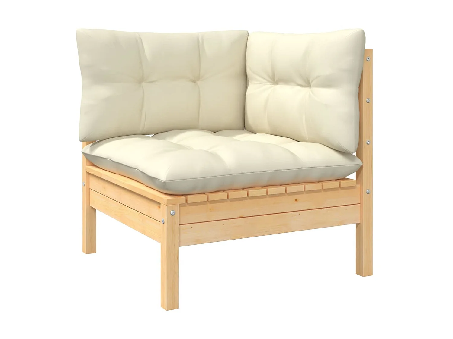 Salon de jardin 6 pcs avec coussins crème Bois de pin 7