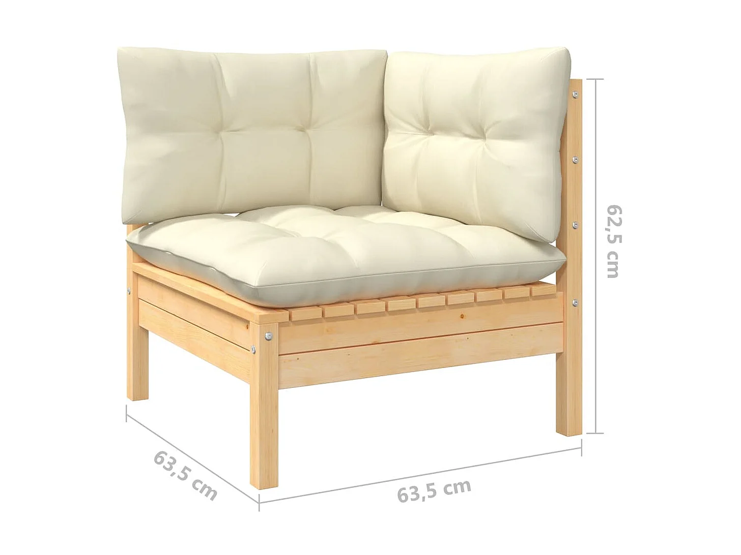 Salon de jardin 6 pcs avec coussins crème Bois de pin 7