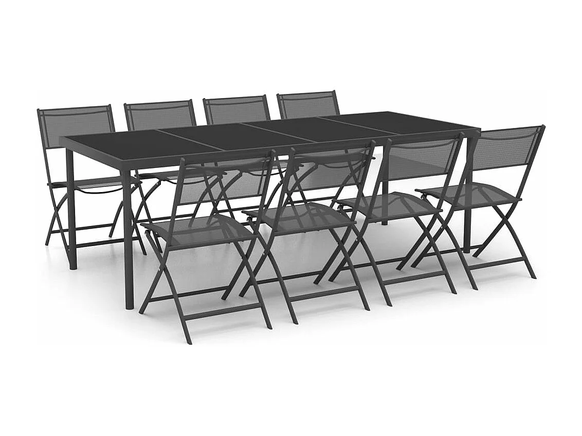 Mobilier de salle à manger d'extérieur 9 pcs Acier 12