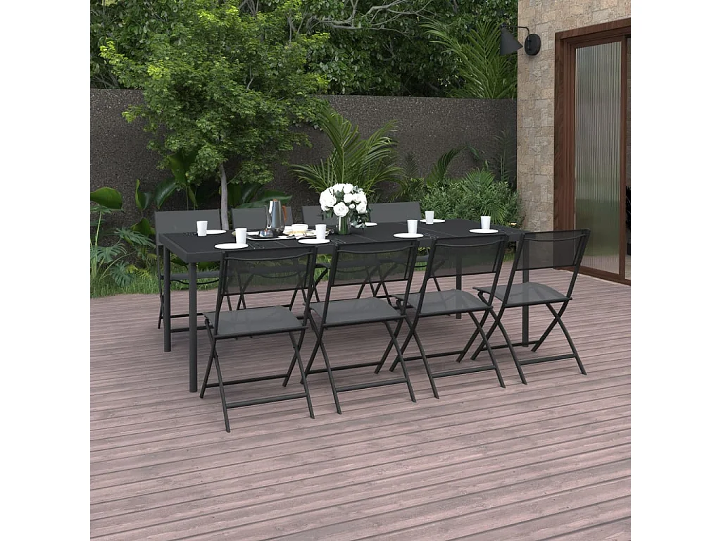 Mobilier de salle à manger d'extérieur 9 pcs Acier 12