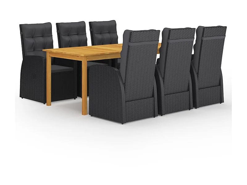 Ensemble de salle à manger de jardin 7 pcs Noir 63