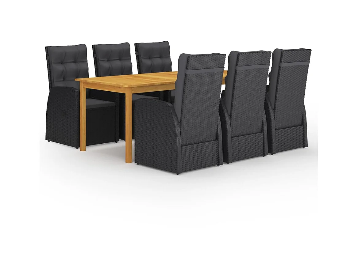 Ensemble de salle à manger de jardin 7 pcs Noir 63
